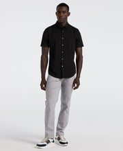 Slim Fit Ribbed Short Sleeve Shirt (Black) 
