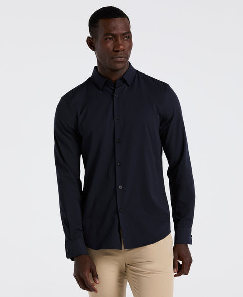 Slim Fit Ribbed Solid Shirt (Dark Sapphire) 