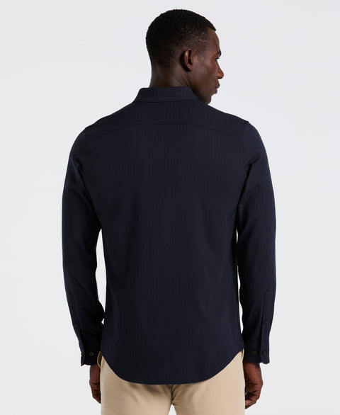 Slim Fit Ribbed Solid Shirt (Dark Sapphire) 