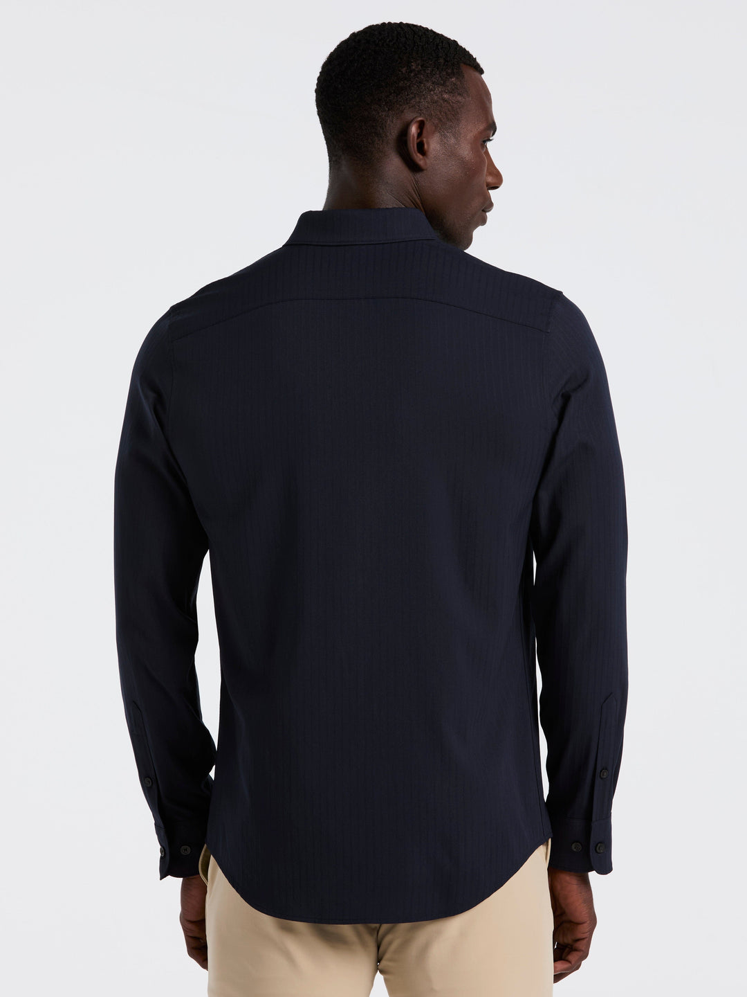 Slim Fit Ribbed Solid Shirt (Dark Sapphire) 