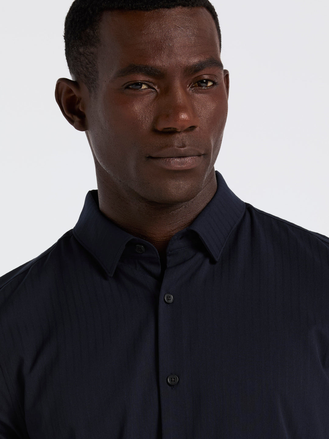 Slim Fit Ribbed Solid Shirt (Dark Sapphire) 