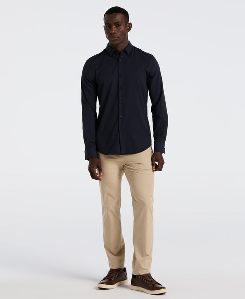 Slim Fit Ribbed Solid Shirt (Dark Sapphire) 