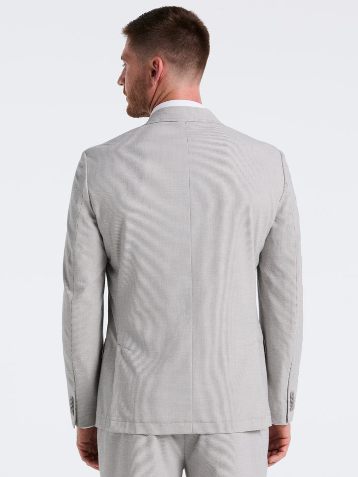 Slim Fit Seersucker Stripe Suit Jacket (Grey/White) 