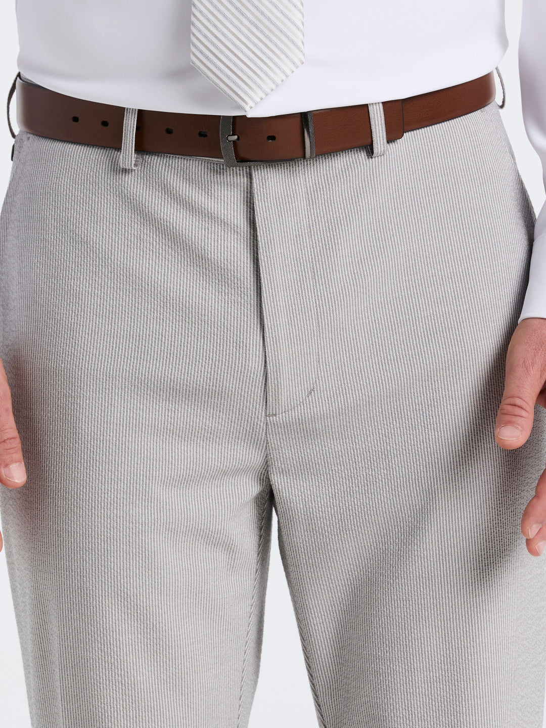 Slim Fit Seersucker Stripe Suit Pant (Grey/White) 