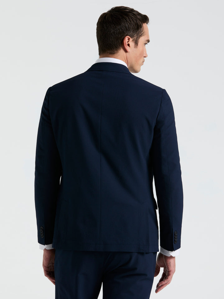 Slim Fit Seersucker Suit Jacket (Navy) 