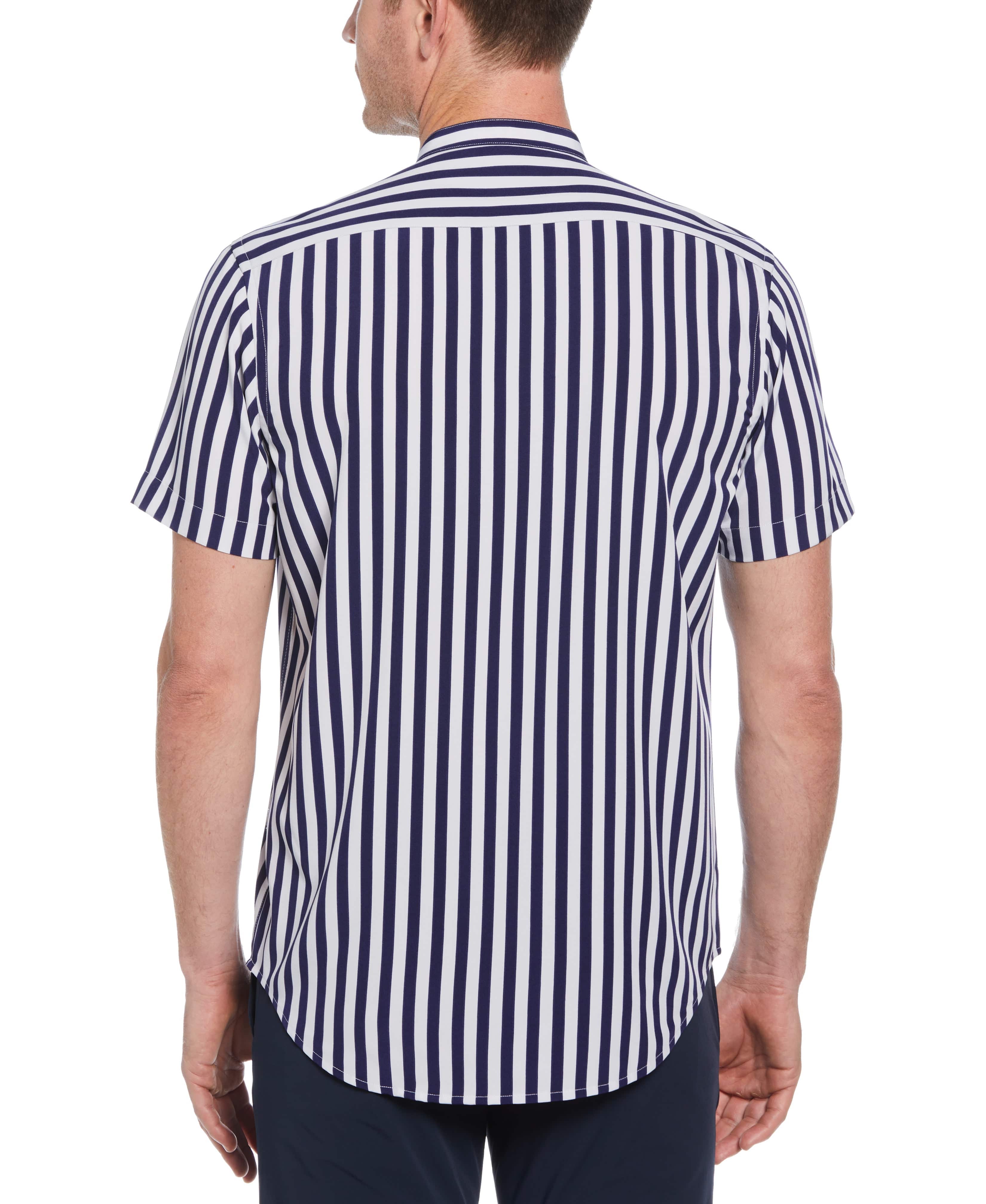 Men's Single Stripe Band Collar Shirt – Perry Ellis