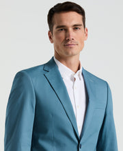 Slim Fit Solid Cotton Blend Suit Jacket (Teal) 