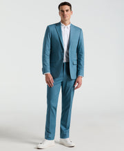 Slim Fit Solid Cotton Blend Suit Pant (Teal) 