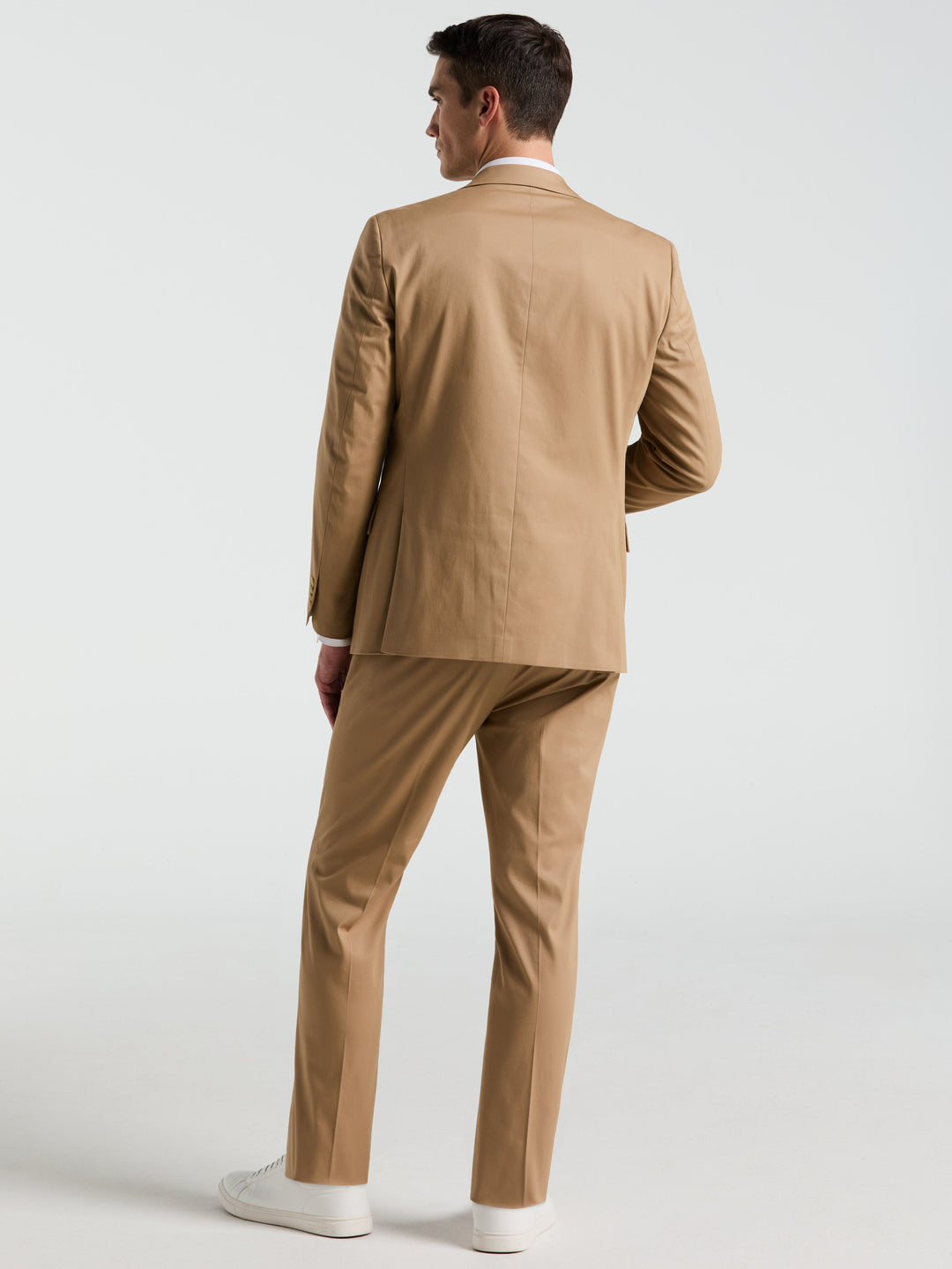 Slim Fit Solid Cotton Blend Suit Pant (Tan) 