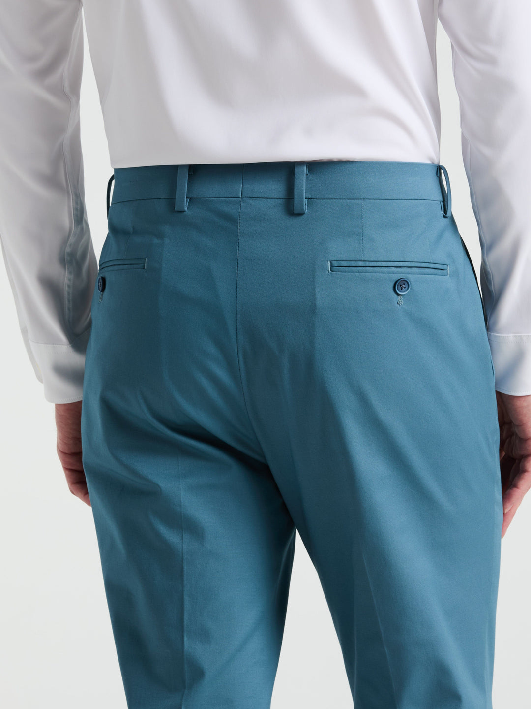 Slim Fit Solid Cotton Blend Suit Pant (Teal) 