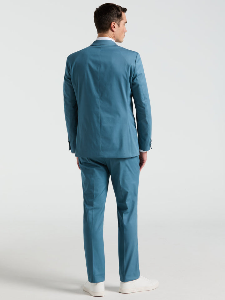 Slim Fit Solid Cotton Blend Suit Pant (Teal) 