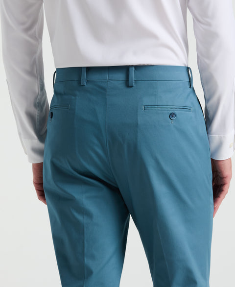 Slim Fit Solid Cotton Blend Suit Pant (Teal) 