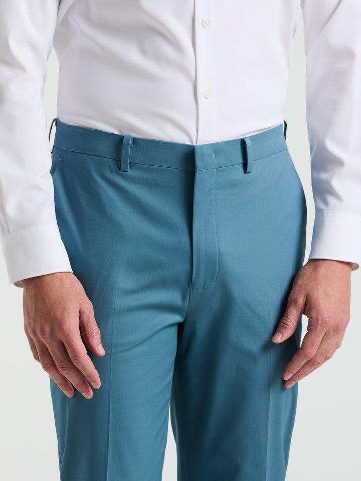 Slim Fit Solid Cotton Blend Suit Pant (Teal) 
