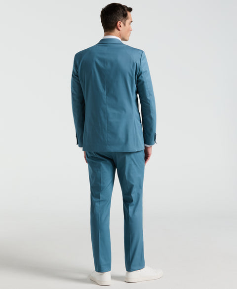 Slim Fit Solid Cotton Blend Suit Pant (Teal) 