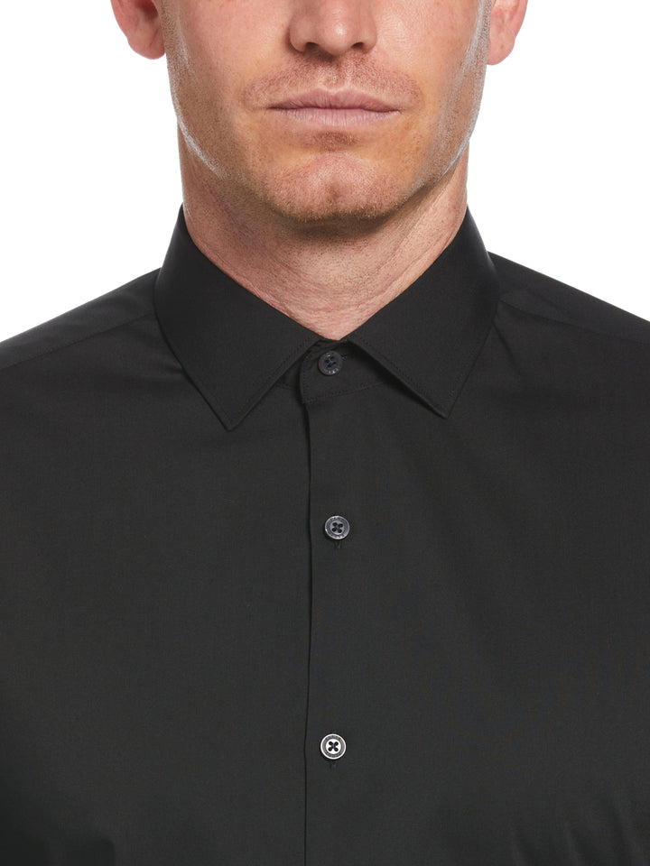 Black Solid Dress Shirt (Black) 