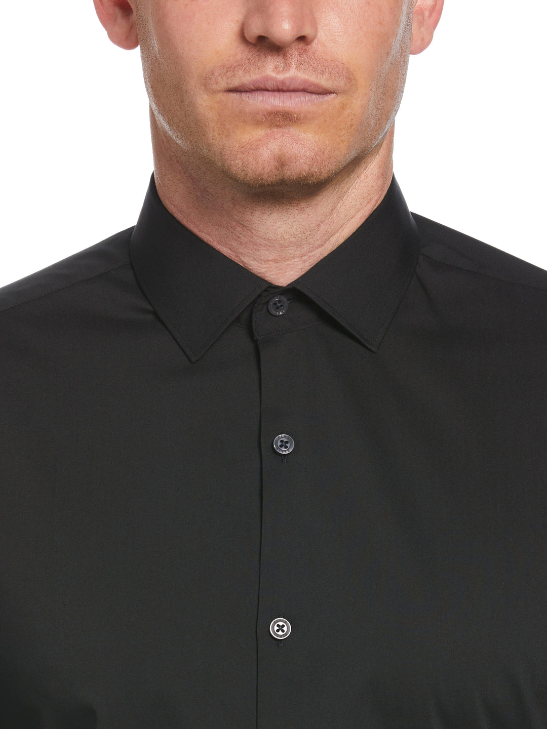Black Solid Dress Shirt (Black) 