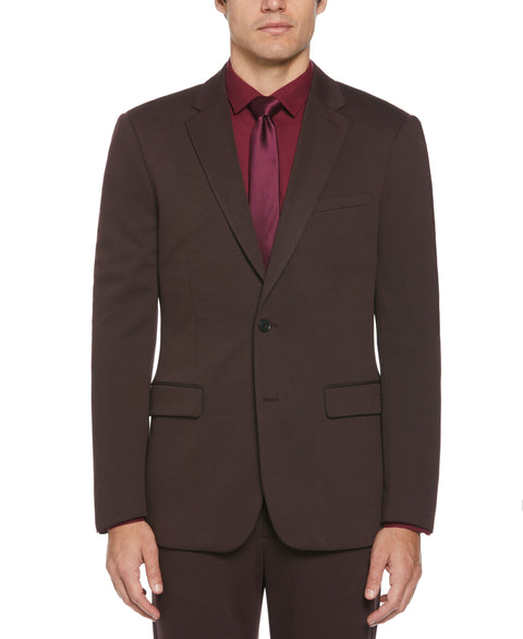 Slim Fit Solid Knit Suit Jacket (Port) 