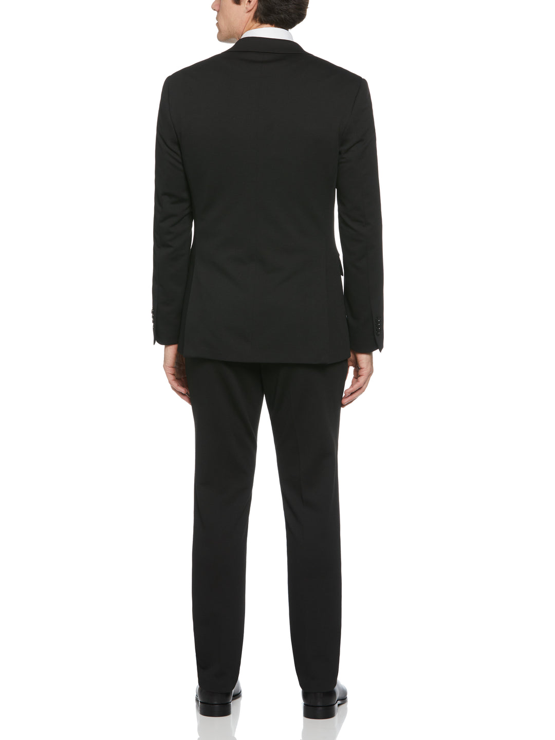Textured Knit Solid Suit Jacket (Black) 