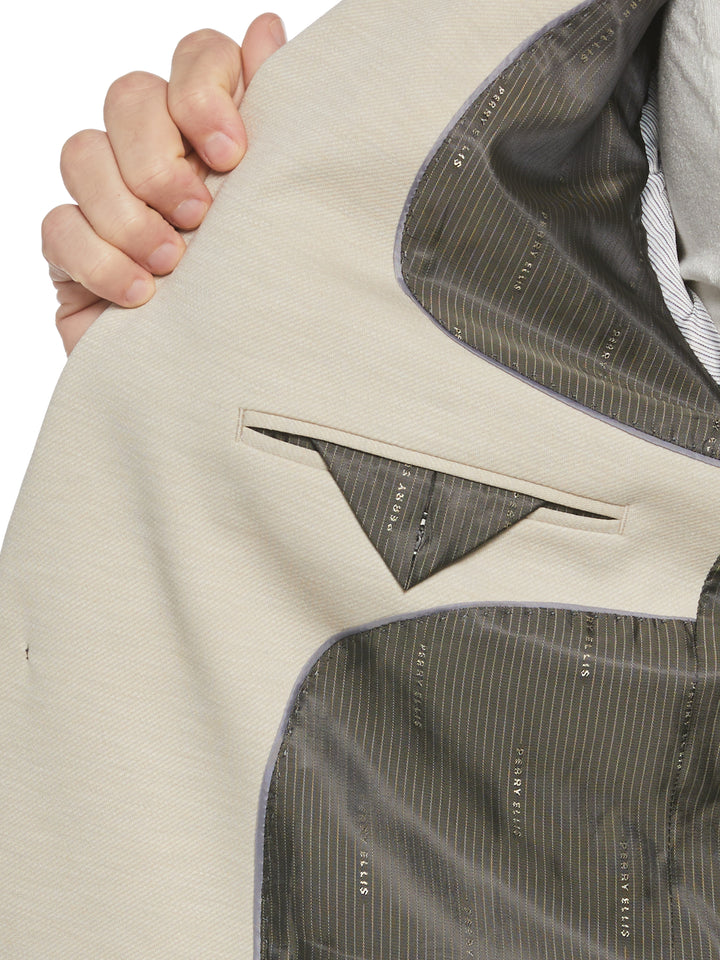 Textured Knit Solid Suit Jacket (Light Taupe) 