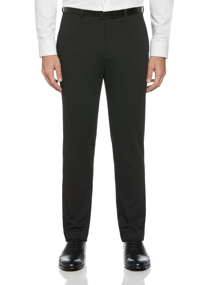 Solid Knit Slim Fit Suit Pants (Black) 
