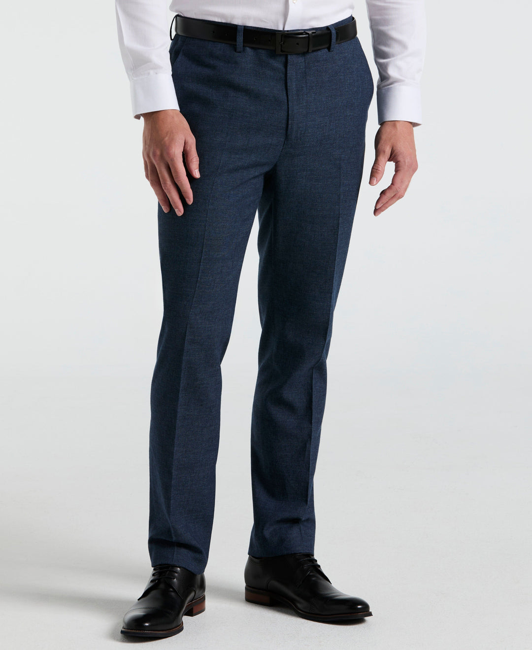 Slim Fit Solid Linen Blend Pant (Blue) 