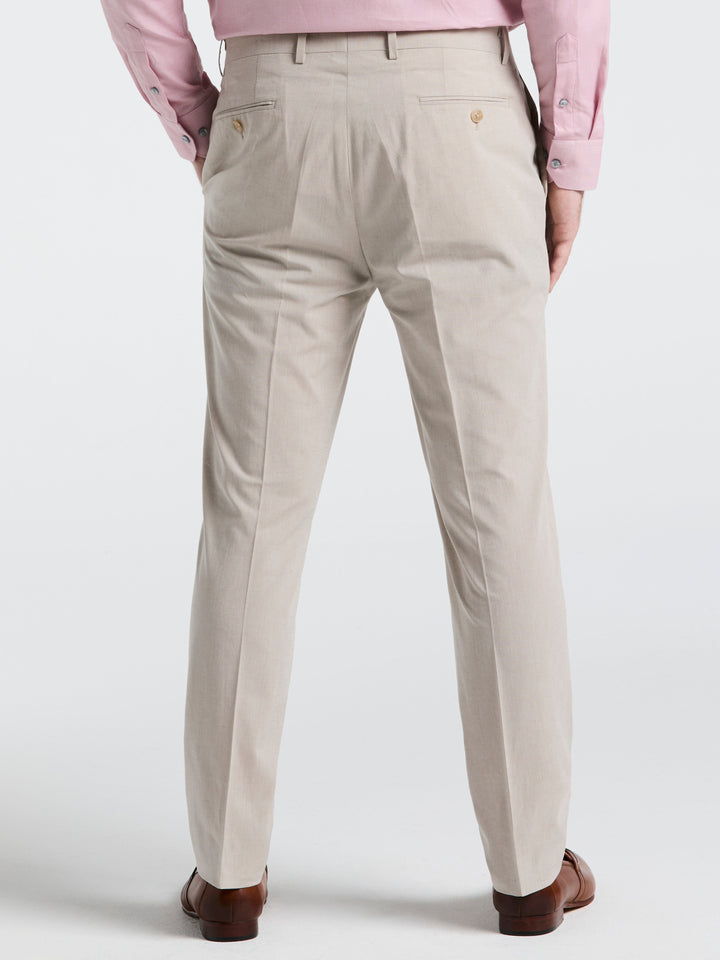 Slim Fit Solid Linen Blend Pant (Sand) 