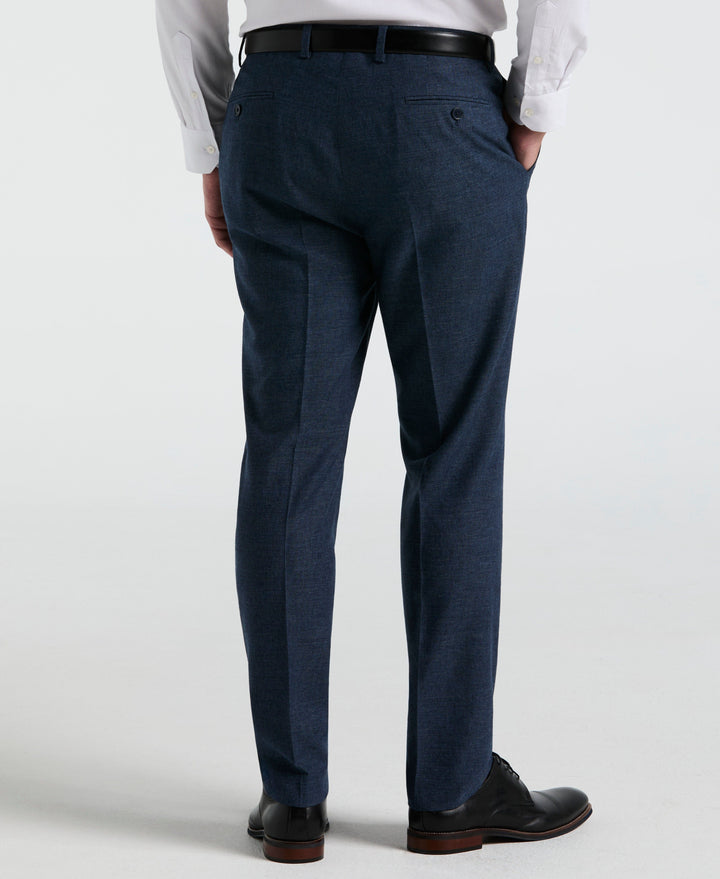 Slim Fit Solid Linen Blend Pant (Blue) 