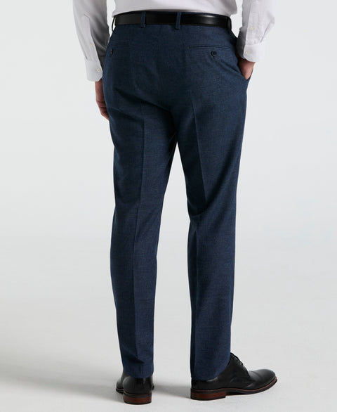 Slim Fit Solid Linen Blend Pant (Blue) 