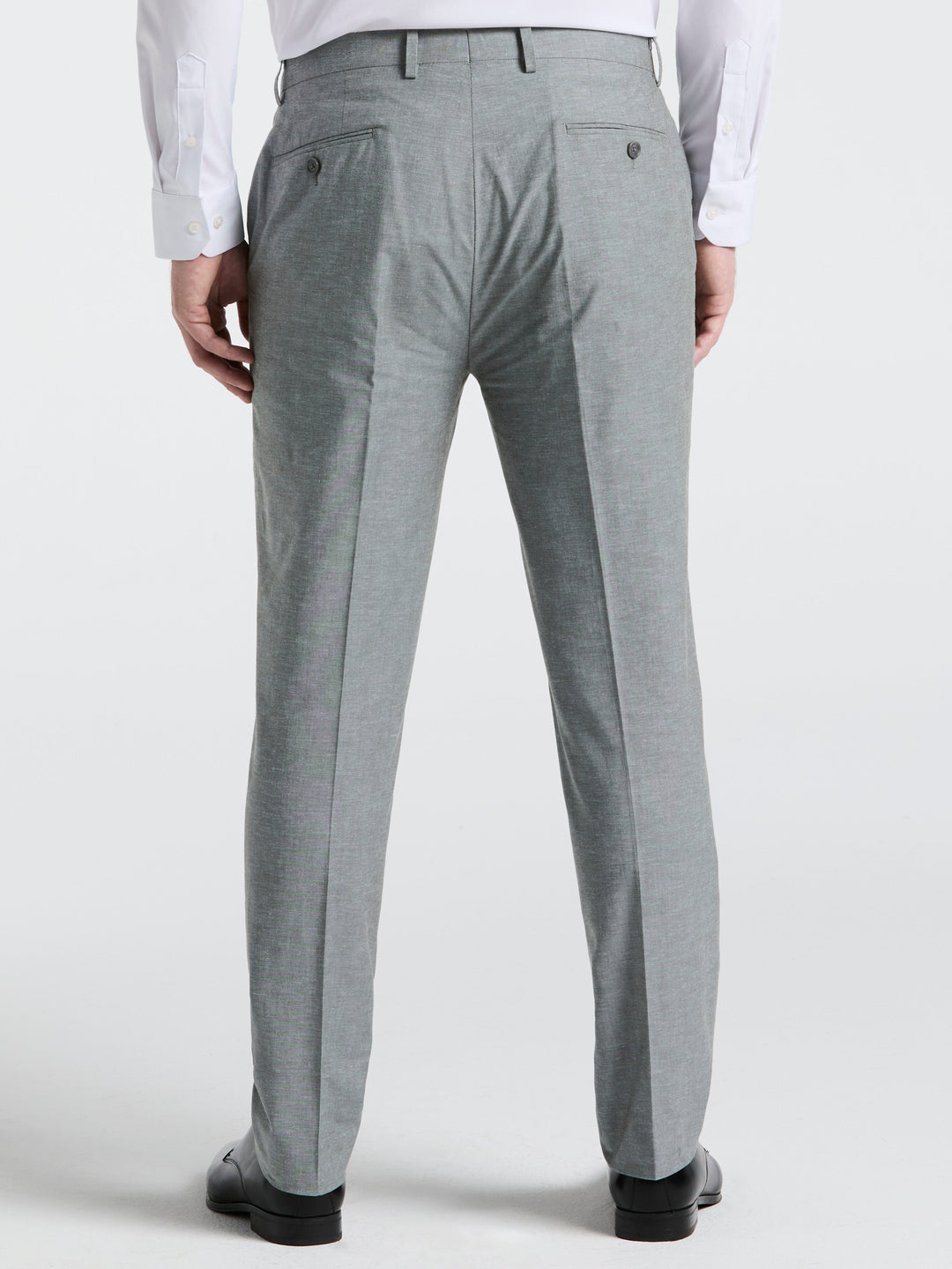 Slim Fit Solid Linen Blend Pant (Grey) 