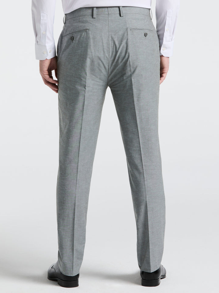 Slim Fit Solid Linen Blend Pant (Grey) 