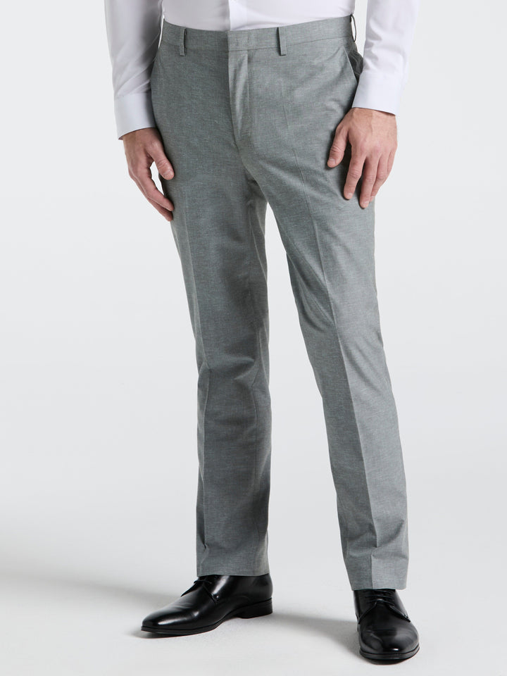 Slim Fit Solid Linen Blend Pant (Grey) 