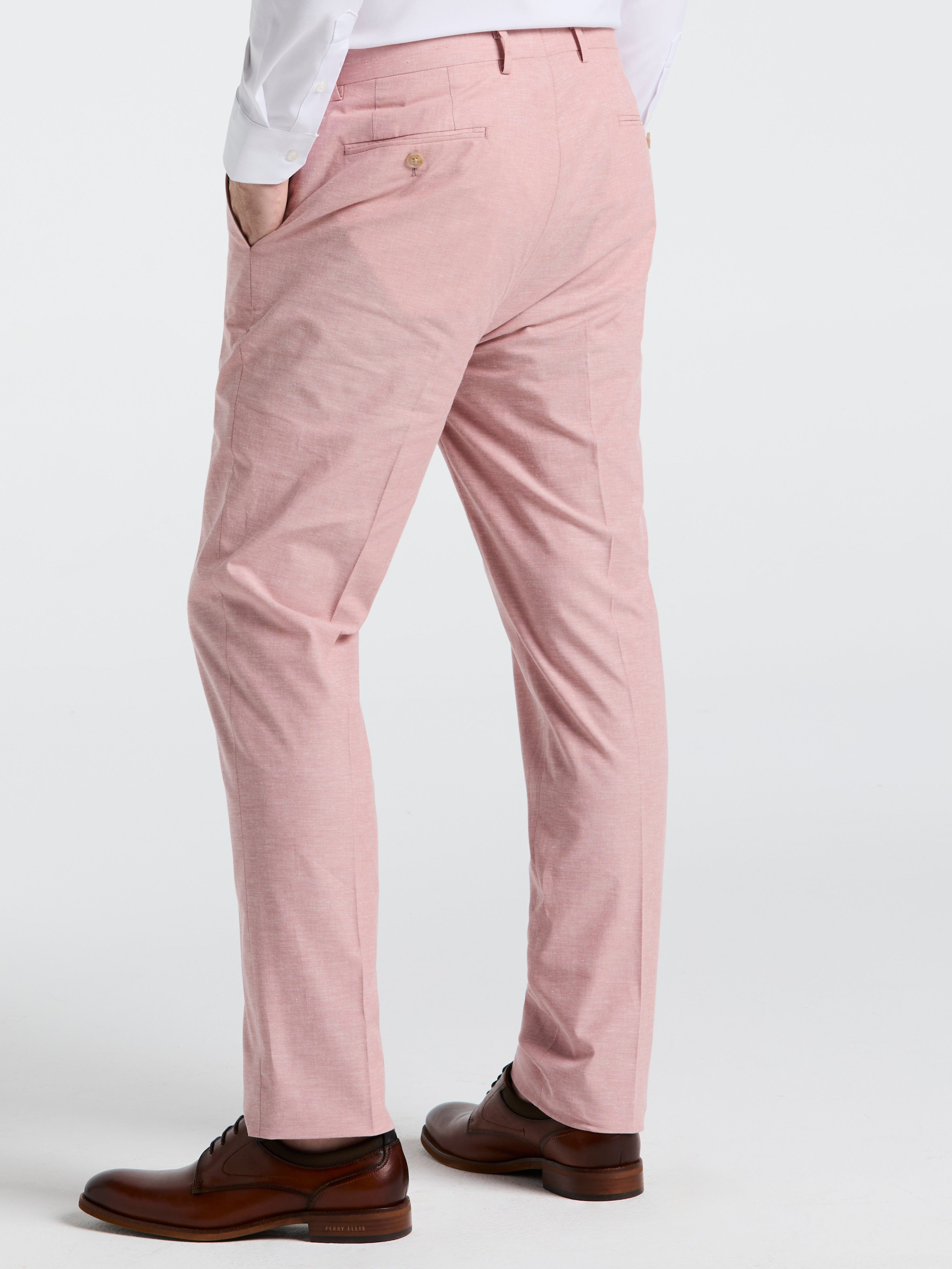 Slim Fit Solid Linen Blend Pant – Perry Ellis
