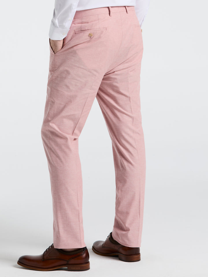Slim Fit Solid Linen Blend Pant (Pink) 