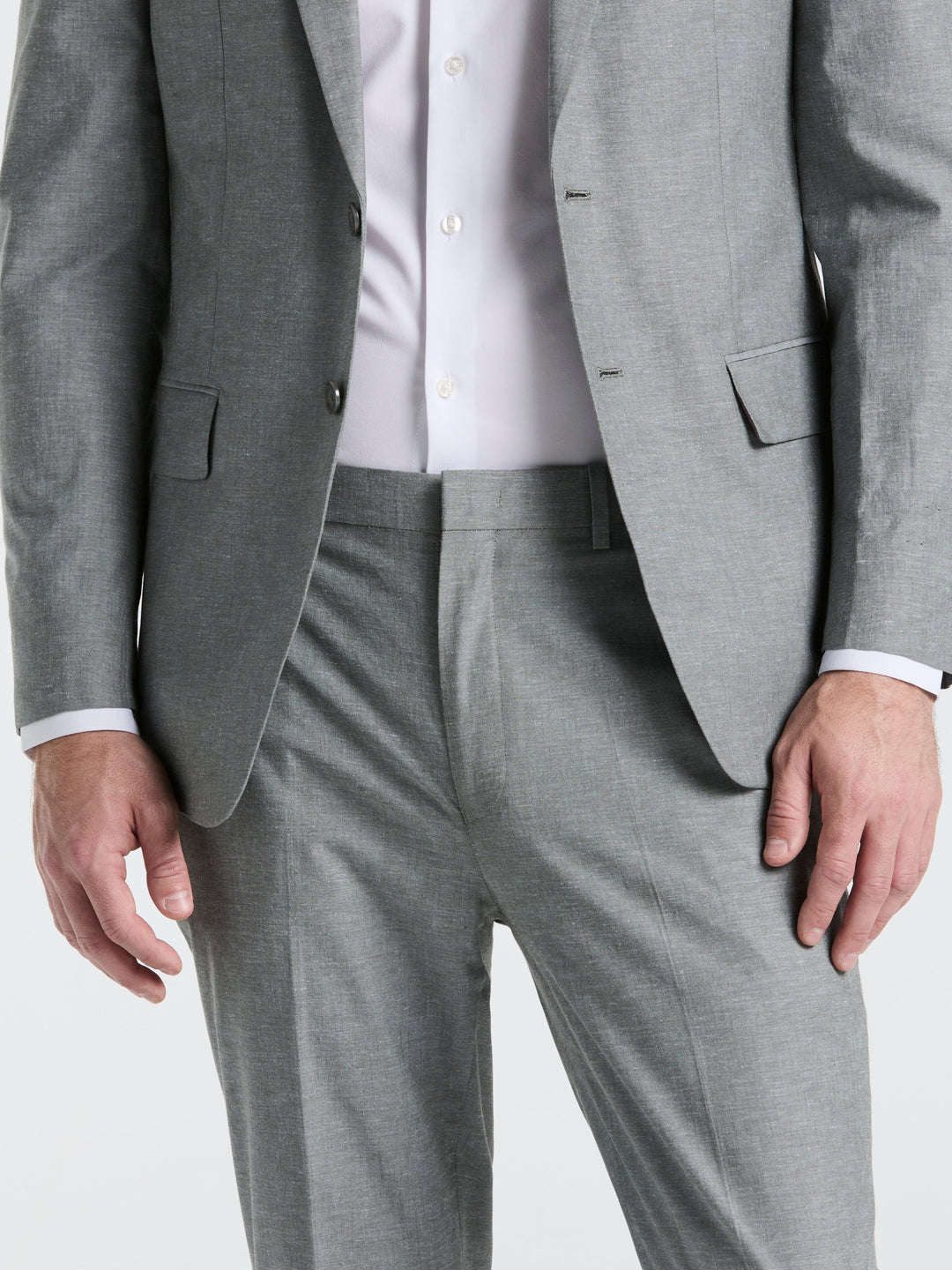 Slim Fit Solid Linen Blend Suit Jacket (Grey) 