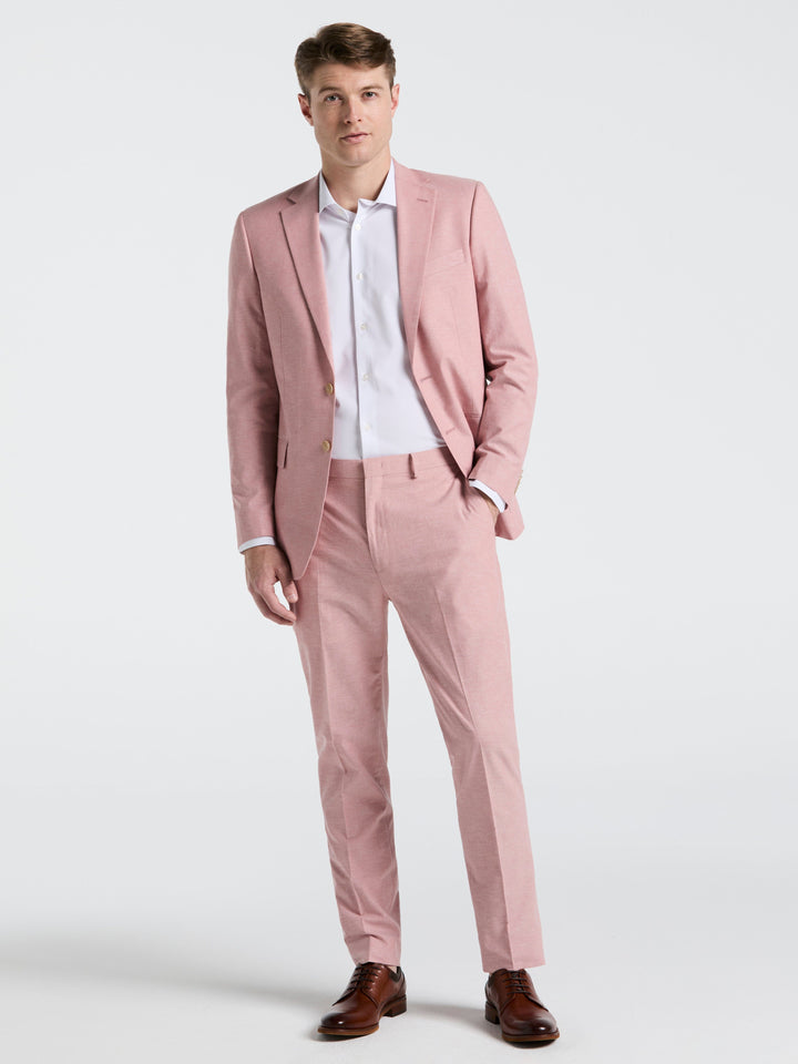 Slim Fit Solid Linen Blend Suit Jacket (Pink) 