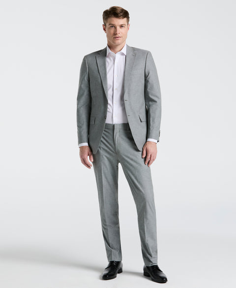 Slim Fit Solid Linen Blend Suit Jacket (Grey) 