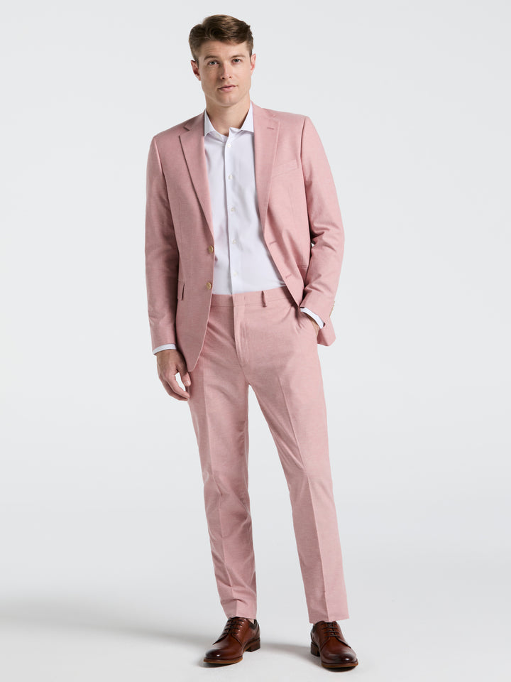Slim Fit Solid Linen Blend Suit Jacket (Pink) 