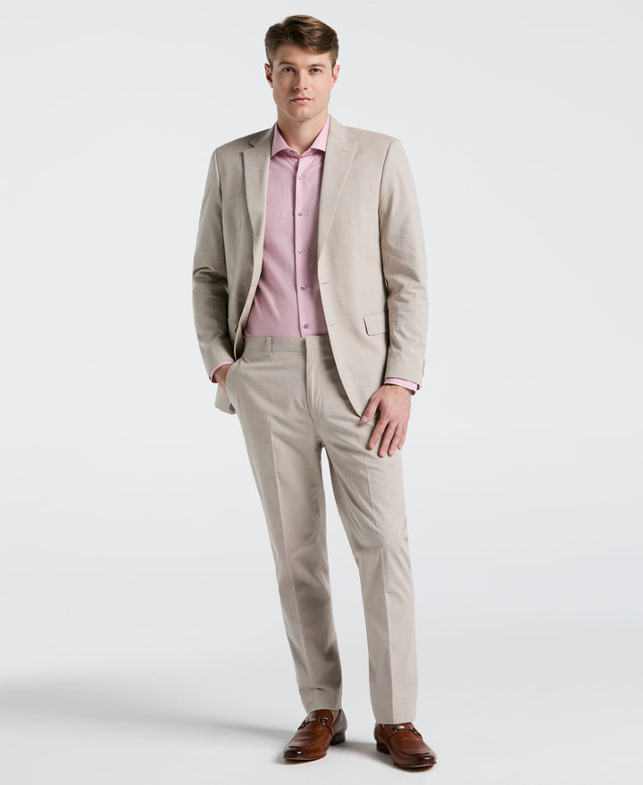 Slim Fit Solid Linen Blend Suit Jacket (Sand) 