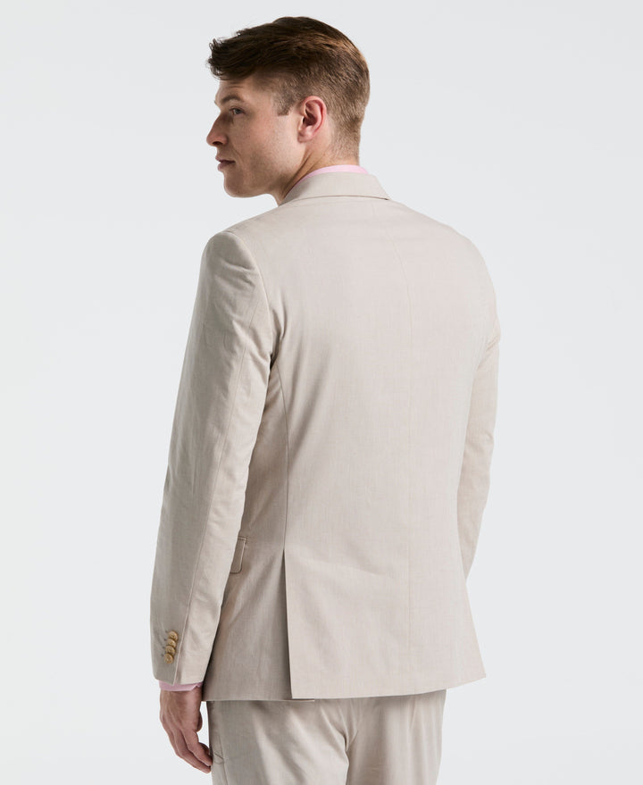 Slim Fit Solid Linen Blend Suit Jacket (Sand) 