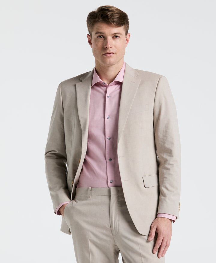 Slim Fit Solid Linen Blend Suit Jacket (Sand) 