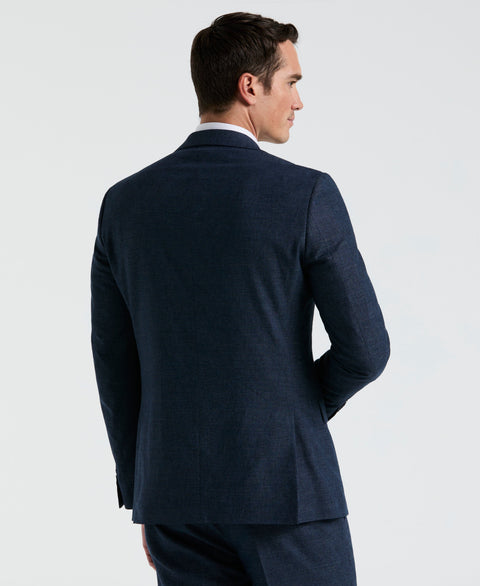 Slim Fit Blue Solid Linen Blend Suit