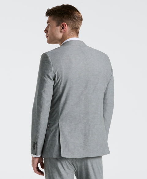 Slim Fit Solid Linen Blend Suit Jacket (Grey) 