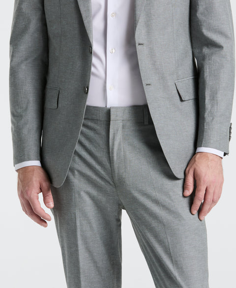 Slim Fit Solid Linen Blend Suit Jacket (Grey) 