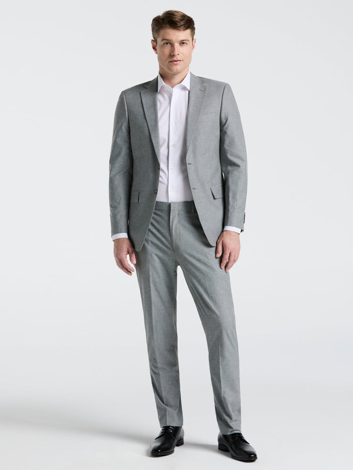 Slim Fit Solid Linen Blend Suit Jacket (Grey) 