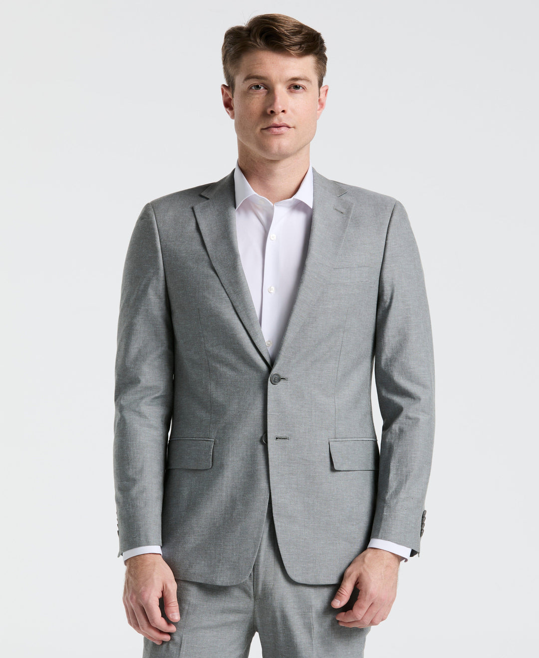 Slim Fit Solid Linen Blend Suit Jacket (Grey) 