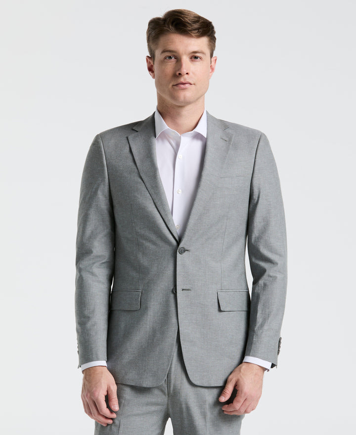 Slim Fit Solid Linen Blend Suit Jacket (Grey) 