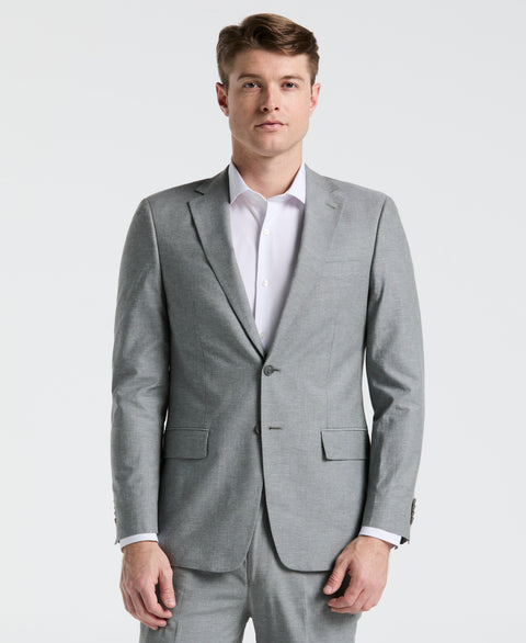 Slim Fit Solid Linen Blend Suit Jacket (Grey) 