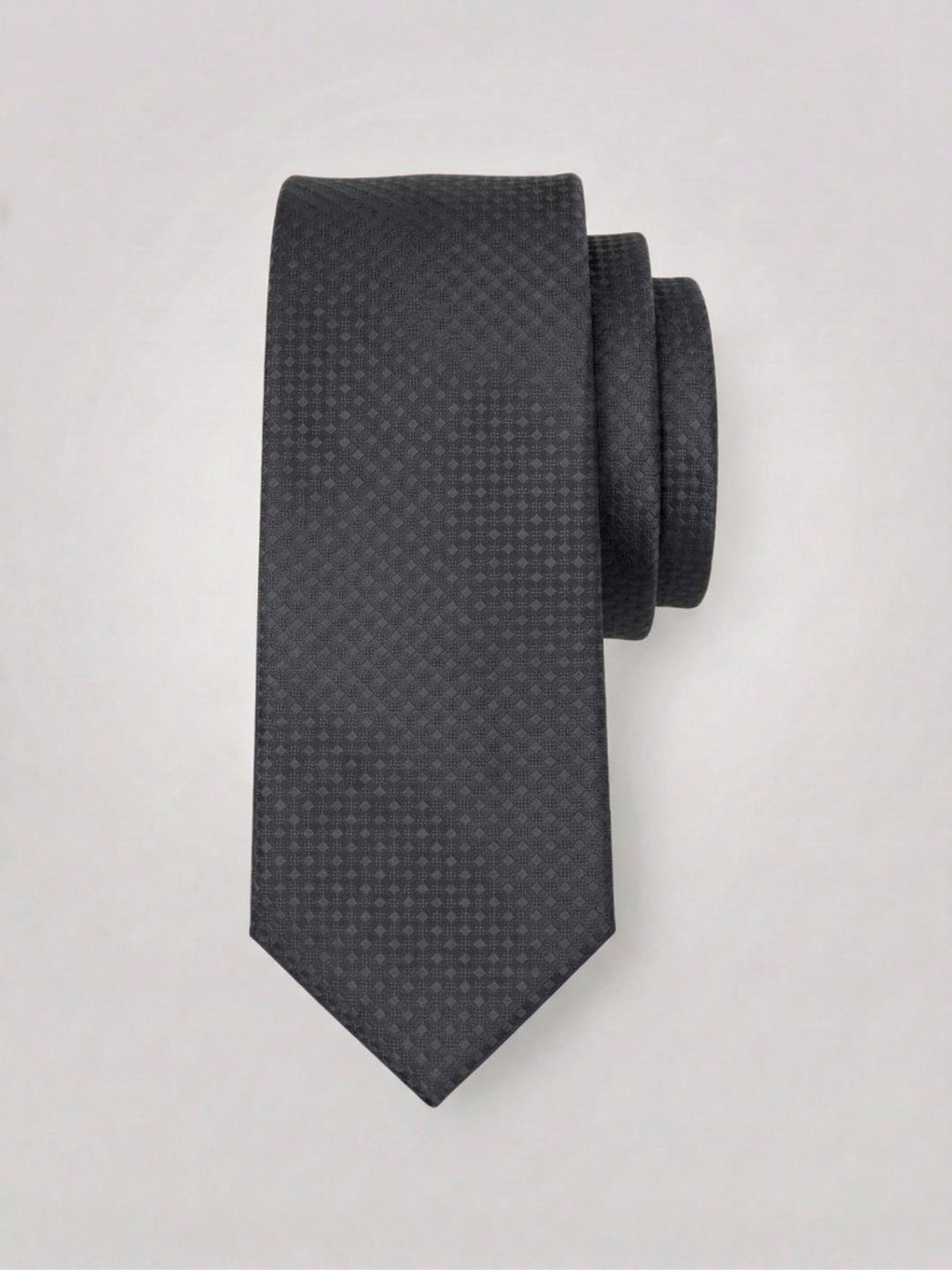 Slim Fit Solid Plain weave Necktie (Black) 