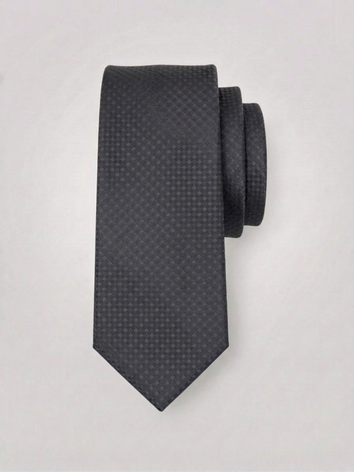 Slim Fit Solid Plain weave Necktie (Black) 