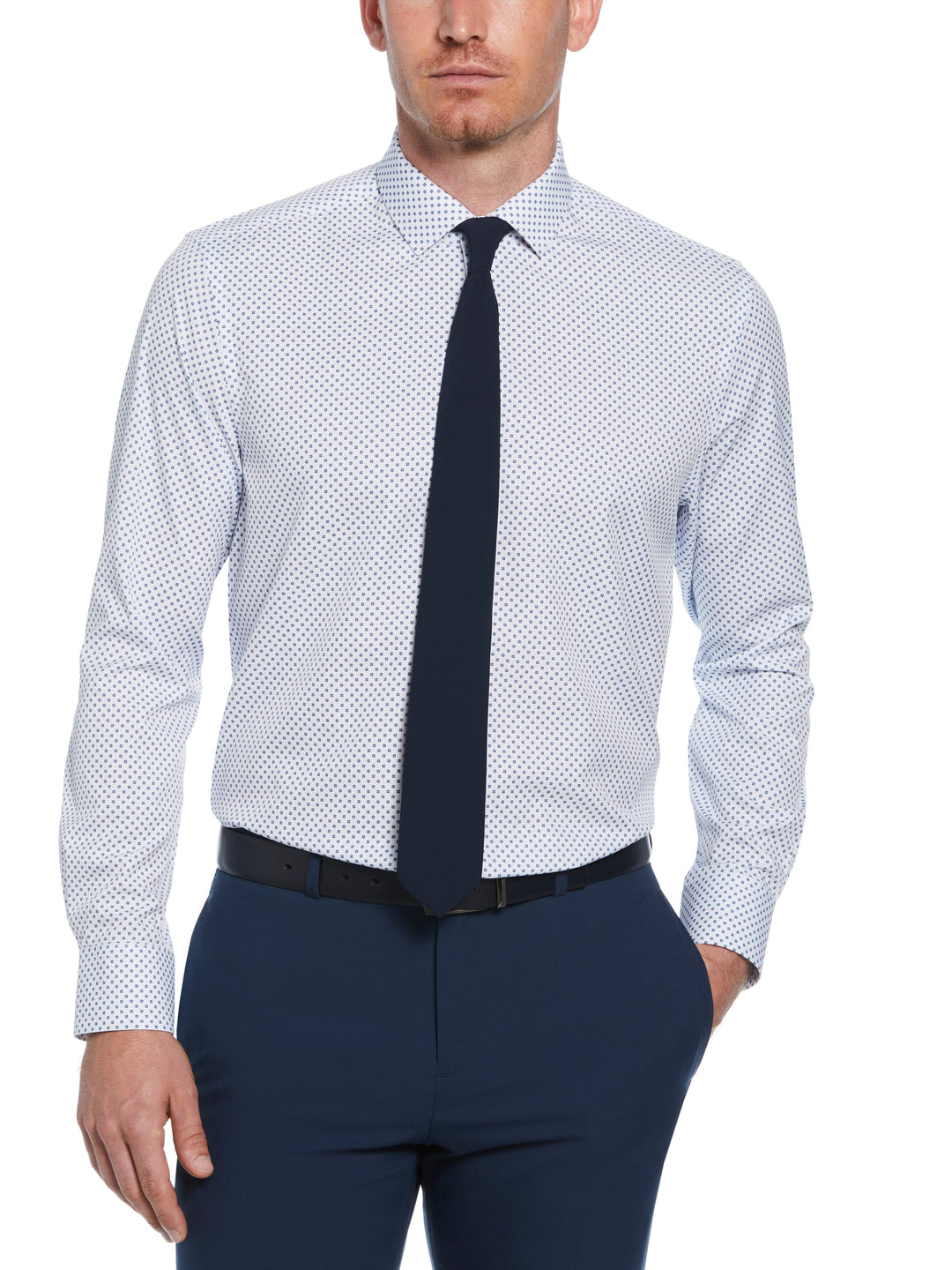 Slim Fit Stretch Button-Down Circle Print Dress Shirt